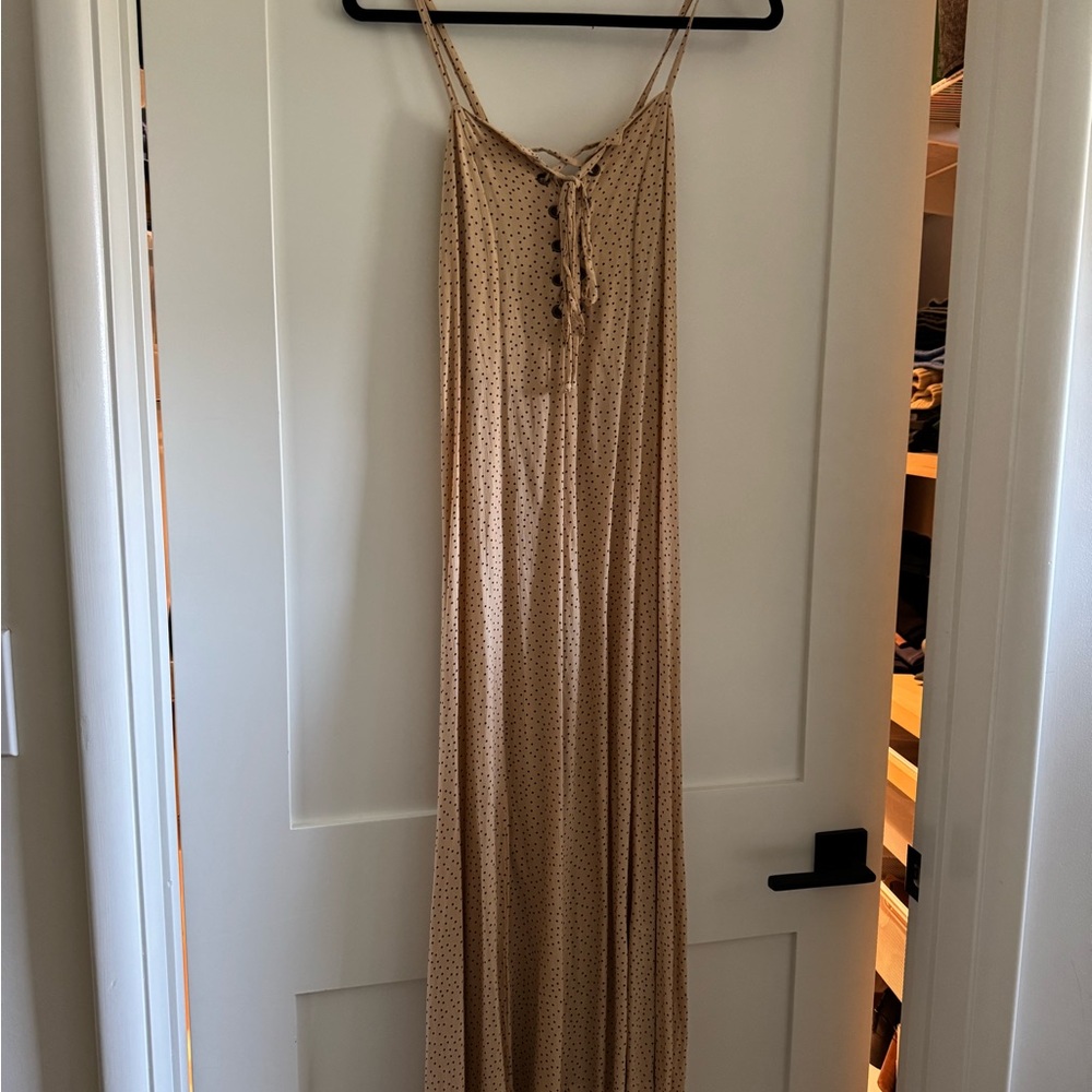 Faithfull The Brand Tan Polka Dot Maxi Dress